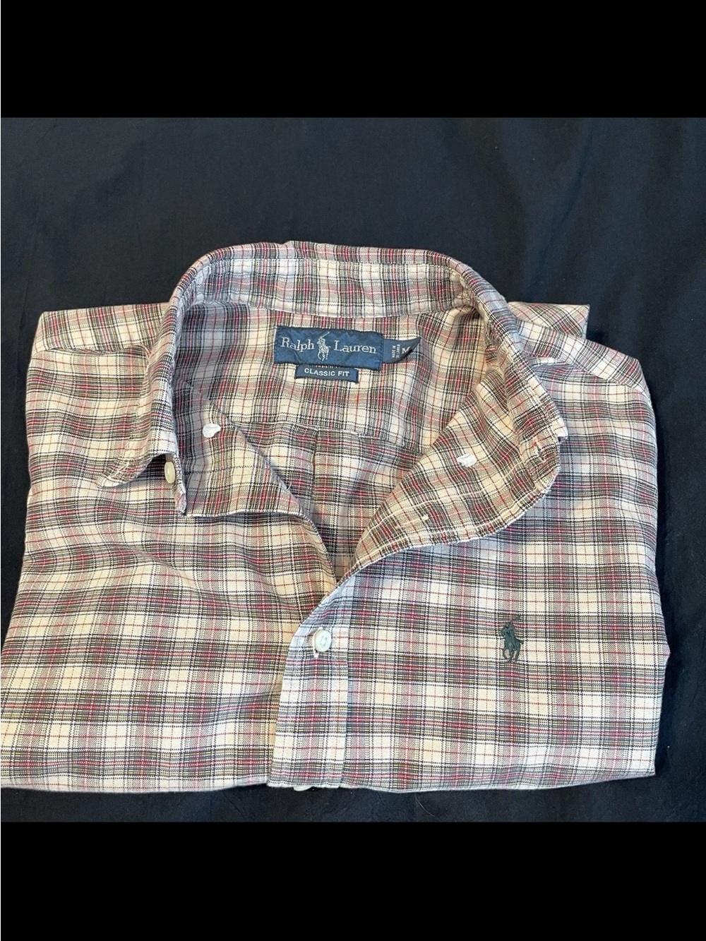 Polo Ralph Lauren Burgundy Tan Plaid Button Down Shirt Mens Medium